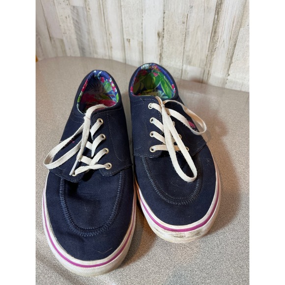 Polo Ralph Lauren Canvas low top Faxon‎ X Navy Pink Sneaker - Picture 1 of 6